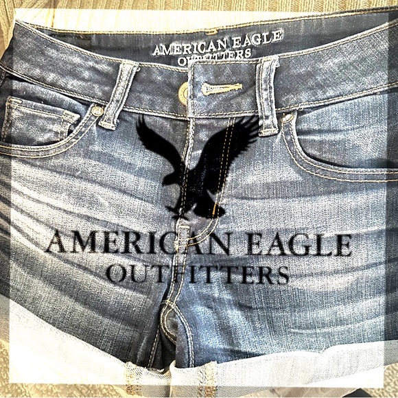 AEO American Eagle Denim Cutoff Shorts in Super Stretch Like New AEO Denim Cafe - Picture 11 of 11